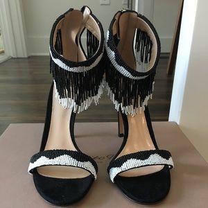 **SOLD** Gianvito Rossi Black Beaded Ankle Sandals